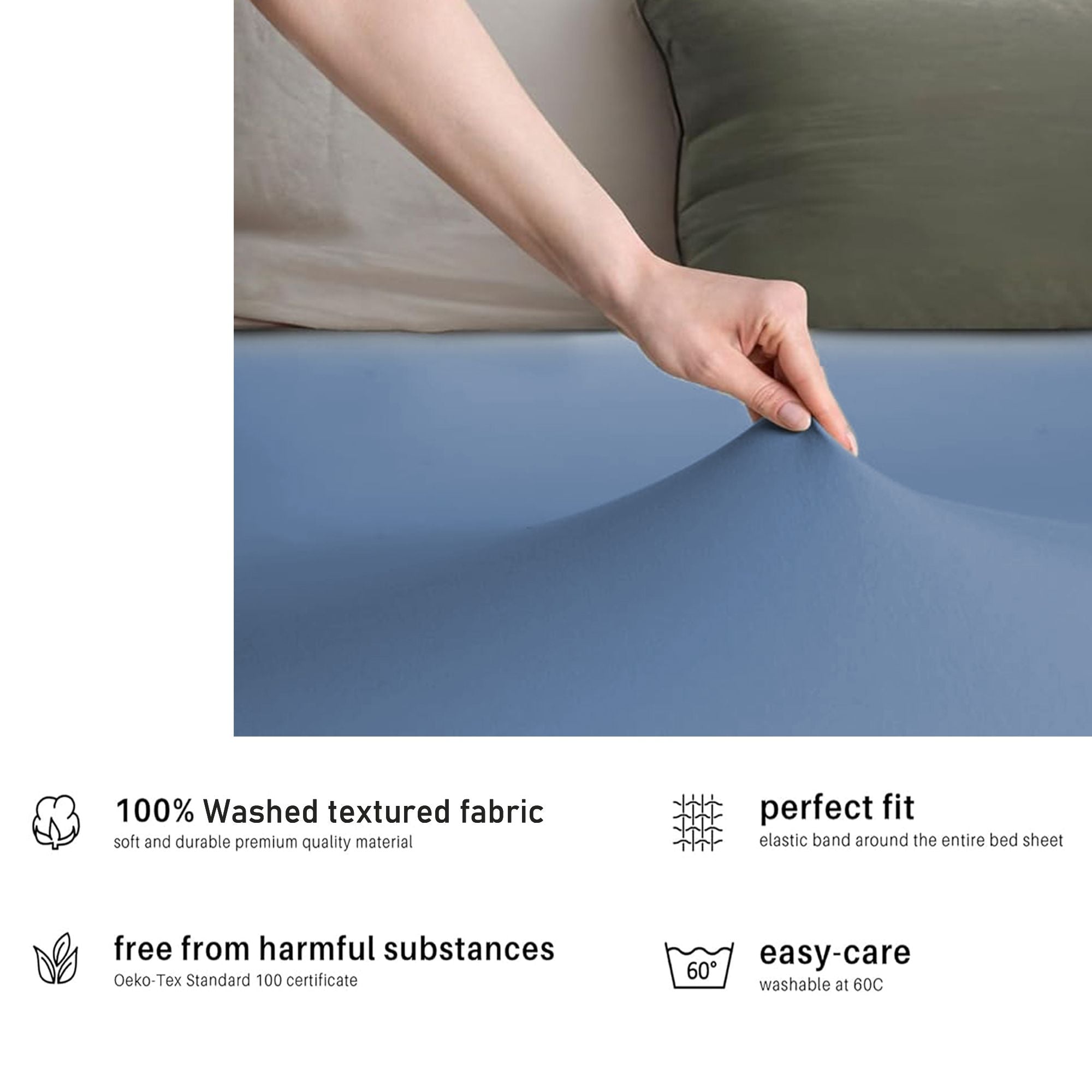 Hotel Quality Fitted sheets - 2 Piece Fitted sheets  -Breathable Bedding - Wrinkle, Fade, Stain Resistant- 26inch/40cm Deep Pocket Fitted Bed Sheet-Wrinkle and Fade Resistant,(Ocean,Super King)