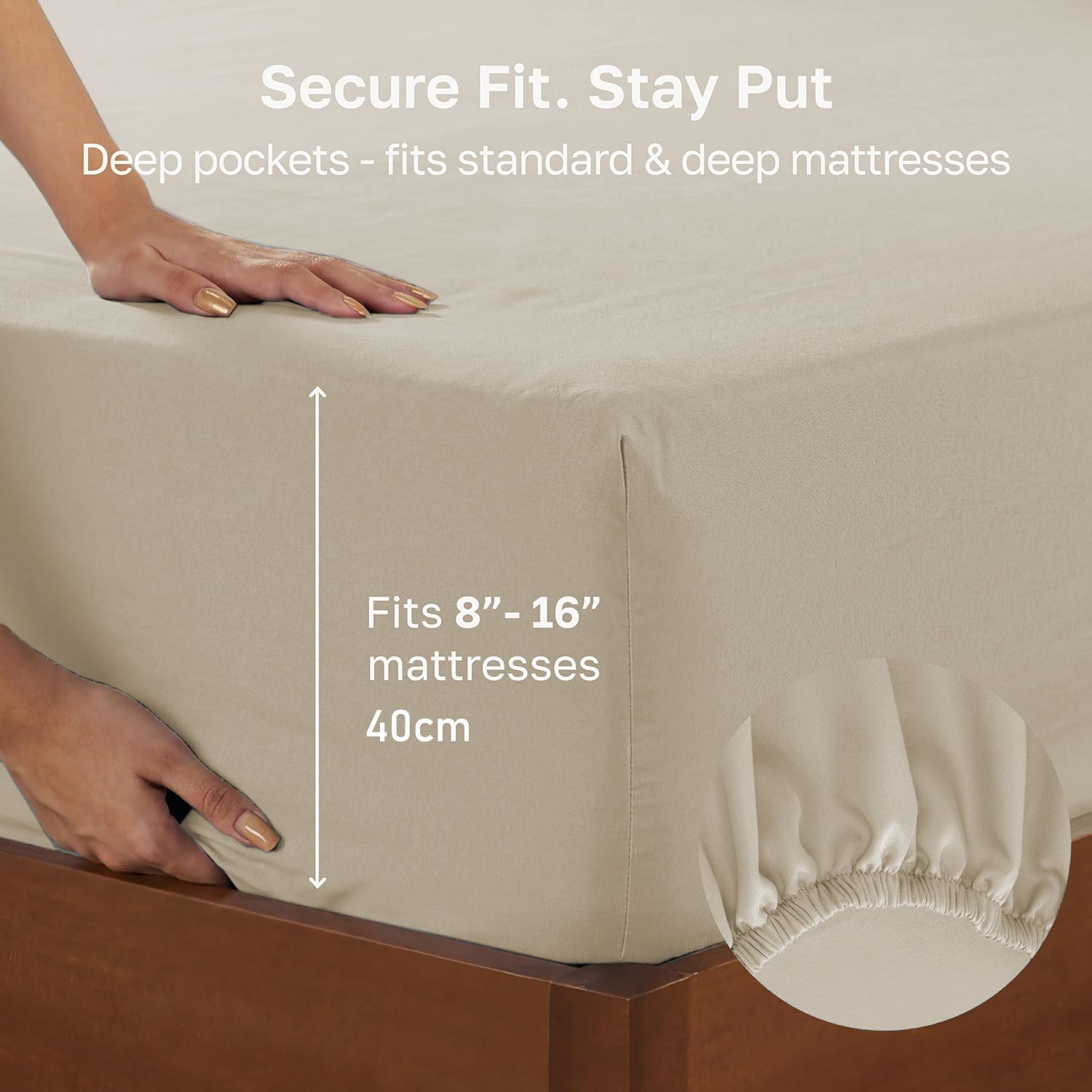Hotel Quality Fitted sheets - 2 Piece Fitted sheets  -Breathable Bedding - Wrinkle, Fade, Stain Resistant- 26inch/40cm Deep Pocket Fitted Bed Sheet-Wrinkle and Fade Resistant,(Cream White,Super King)