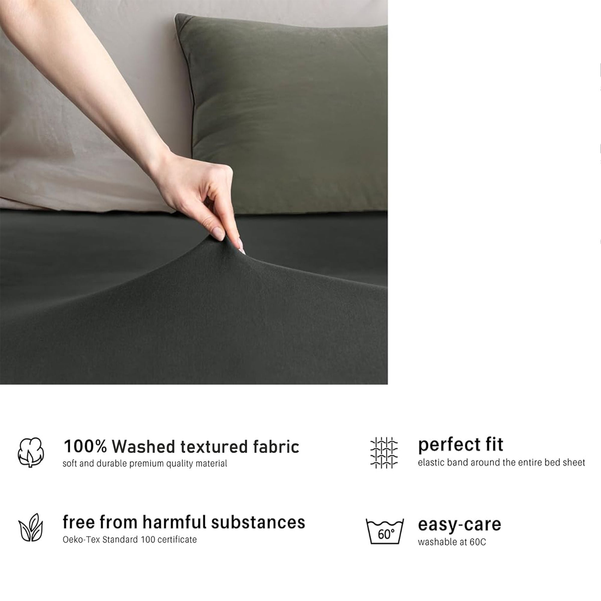 Hotel Quality Fitted sheets - 2 Piece Fitted sheets  -Breathable Bedding - Wrinkle, Fade, Stain Resistant- 26inch/40cm Deep Pocket Fitted Bed Sheet-Wrinkle and Fade Resistant,(Dark gray,Super King)