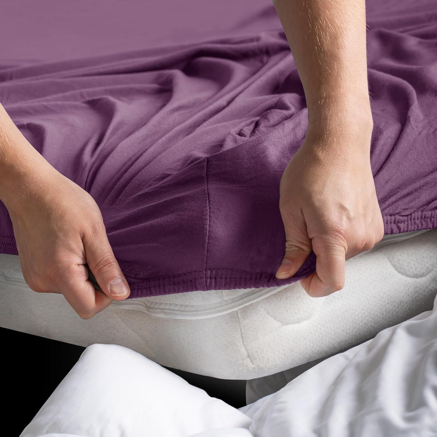 Hotel Quality Fitted sheets - 2 Piece Fitted sheets  -Breathable Bedding - Wrinkle, Fade, Stain Resistant- 26inch/40cm Deep Pocket Fitted Bed Sheet-Wrinkle and Fade Resistant,(Purple,Super King)
