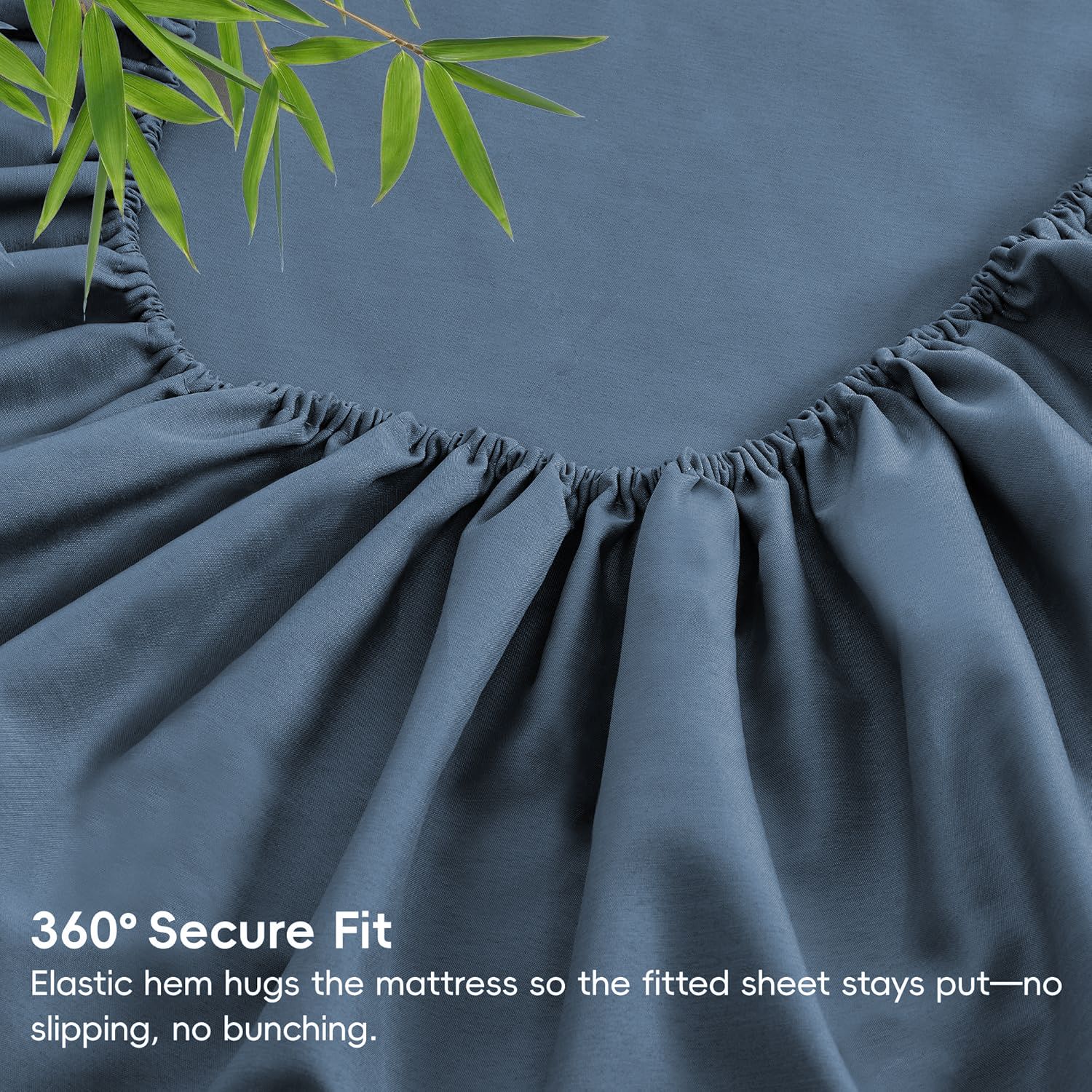 Hotel Breathable Bamboo Fitted Sheet & Pillowcase-3 Piece-Ultra Soft 2000TC Breathable Fitted Bed Sheets Set with 37 Centimetre Deep Pocket-Cooling Sheets for Hot Sleepers(Navy,Double)