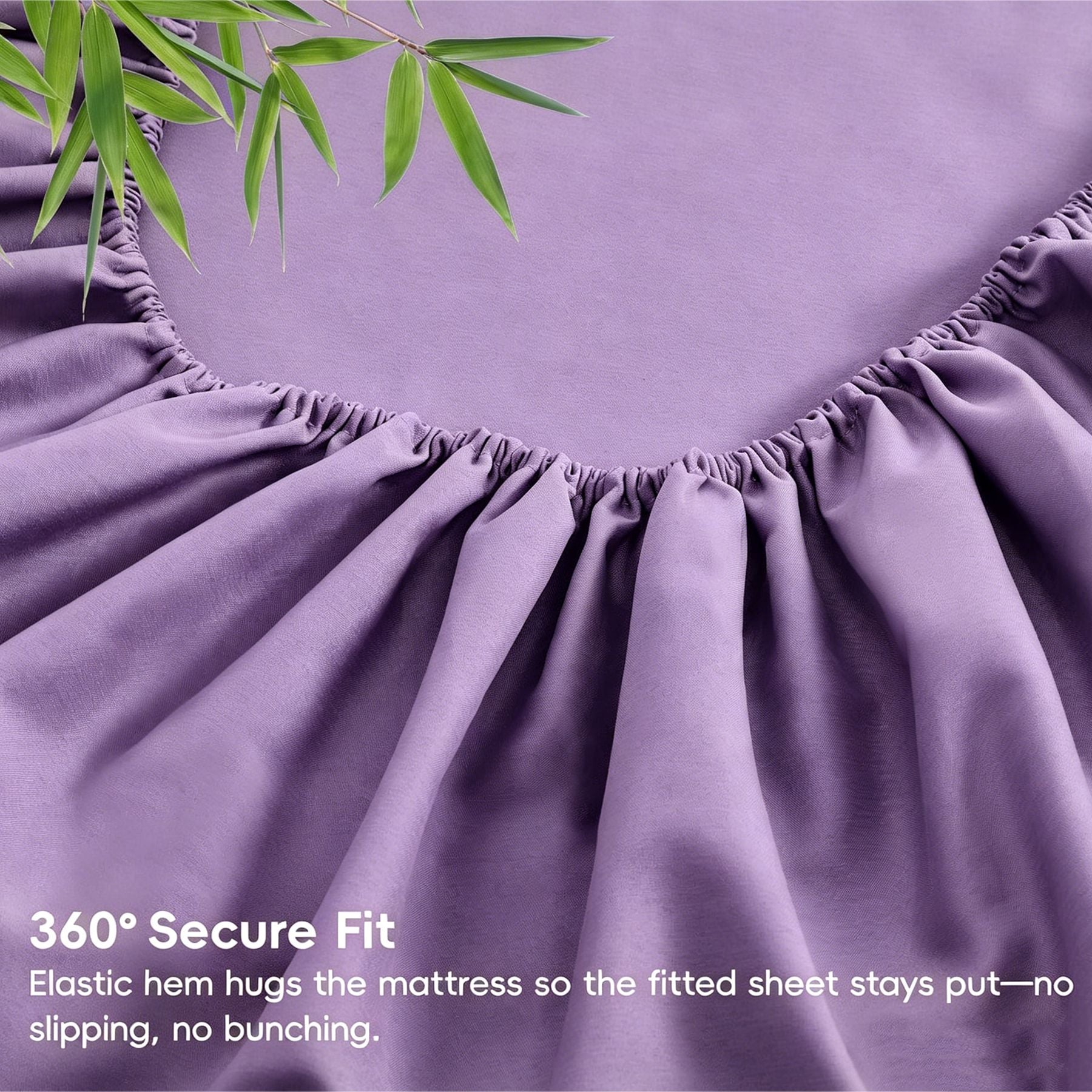 4 Piece Ultra Soft Bamboo Breathable Sheet Set -Hotel 2000TC Breathable Bed Sheets Set with 37 Centimetre Deep Pocket-Breathable Sheets for Hot Sleepers(Purple,Double)