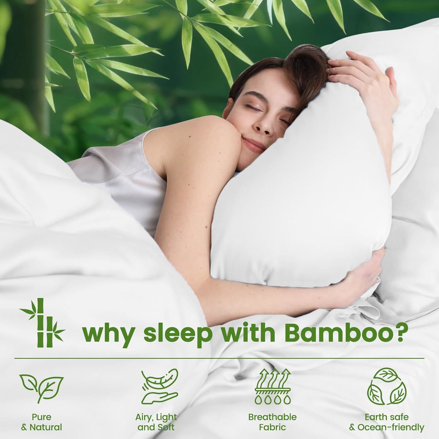 4 Piece Ultra Soft Bamboo Breathable Sheet Set -Hotel 2000TC Breathable Bed Sheets Set with 37 Centimetre Deep Pocket-Breathable Sheets for Hot Sleepers(White,Double)