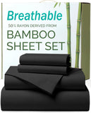 4 Piece Ultra Soft Bamboo Breathable Sheet Set -Hotel 2000TC Breathable Bed Sheets Set with 37 Centimetre Deep Pocket-Breathable Sheets for Hot Sleepers(Black,King)