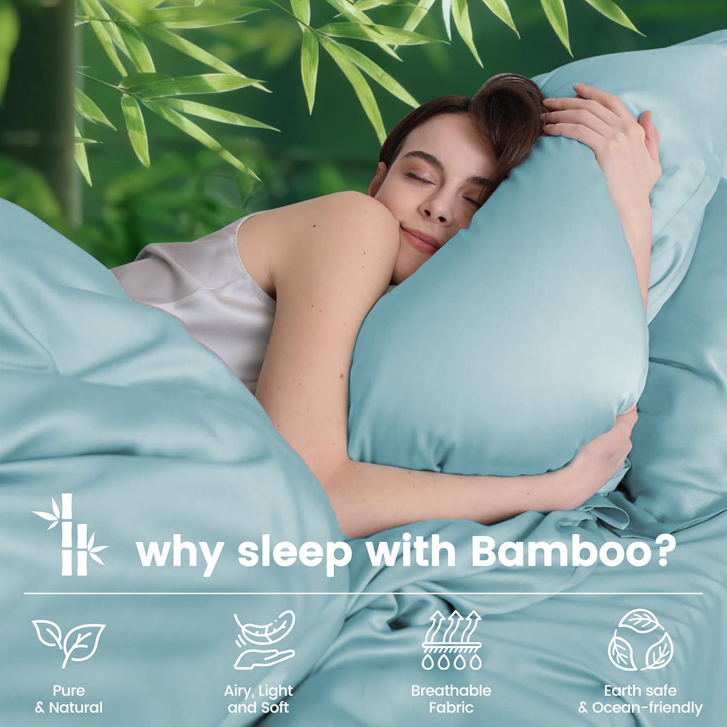 4 Piece Ultra Soft Bamboo Breathable Sheet Set -Hotel 2000TC Breathable Bed Sheets Set with 37 Centimetre Deep Pocket-Breathable Sheets for Hot Sleepers(Sky Blue,King)