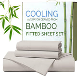 Hotel Breathable Bamboo Fitted Sheet & Pillowcase-2 Piece-Ultra Soft 2000TC Breathable Fitted Bed Sheets Set with 37 Centimetre Deep Pocket-Cooling Sheets for Hot Sleepers(Silver-gray,King Single)
