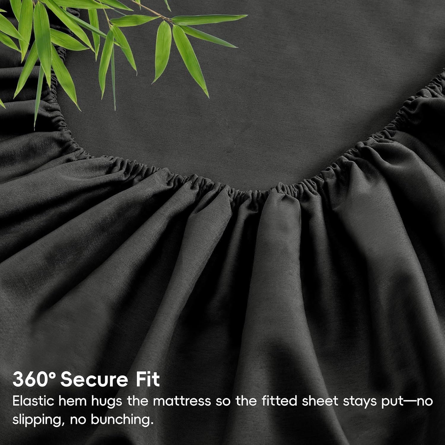 3 Piece Ultra Soft Bamboo Breathable Sheet Set -Hotel 2000TC Breathable Bed Sheets Set with 37 Centimetre Deep Pocket-Breathable Sheets for Hot Sleepers(Black,Single)