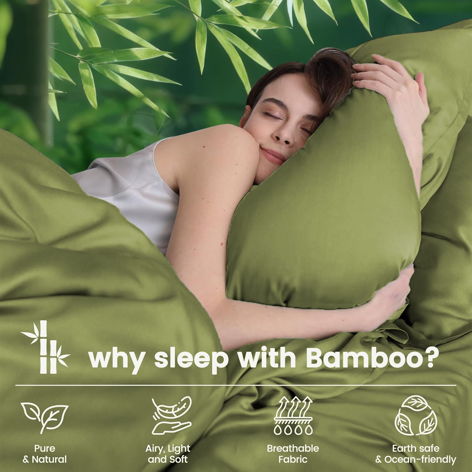 3 Piece Ultra Soft Bamboo Breathable Sheet Set -Hotel 2000TC Breathable Bed Sheets Set with 37 Centimetre Deep Pocket-Breathable Sheets for Hot Sleepers(Olive green,Single)