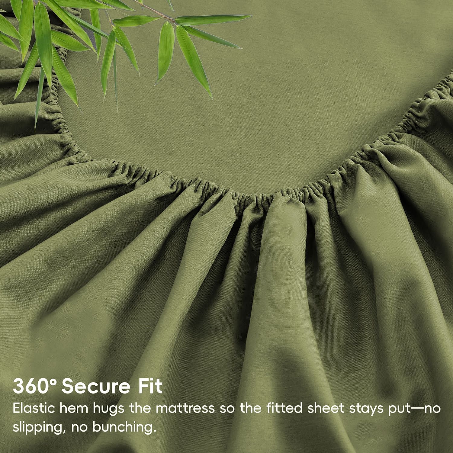 3 Piece Ultra Soft Bamboo Breathable Sheet Set -Hotel 2000TC Breathable Bed Sheets Set with 37 Centimetre Deep Pocket-Breathable Sheets for Hot Sleepers(Olive green,Single)