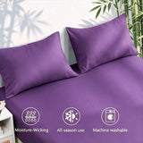 3 Piece Ultra Soft Bamboo Breathable Sheet Set -Hotel 2000TC Breathable Bed Sheets Set with 37 Centimetre Deep Pocket-Breathable Sheets for Hot Sleepers(Purple,Single)