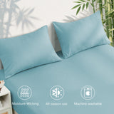 Hotel Breathable Bamboo Fitted Sheet & Pillowcase-3 Piece-Ultra Soft 2000TC Breathable Fitted Bed Sheets Set with 40 Centimetre Deep Pocket-Cooling Sheets for Hot Sleepers(Sky Blue,Super King)