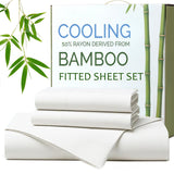 Hotel Breathable Bamboo Fitted Sheet & Pillowcase-3 Piece-Ultra Soft 2000TC Breathable Fitted Bed Sheets Set with 40 Centimetre Deep Pocket-Cooling Sheets for Hot Sleepers(White,Super King)