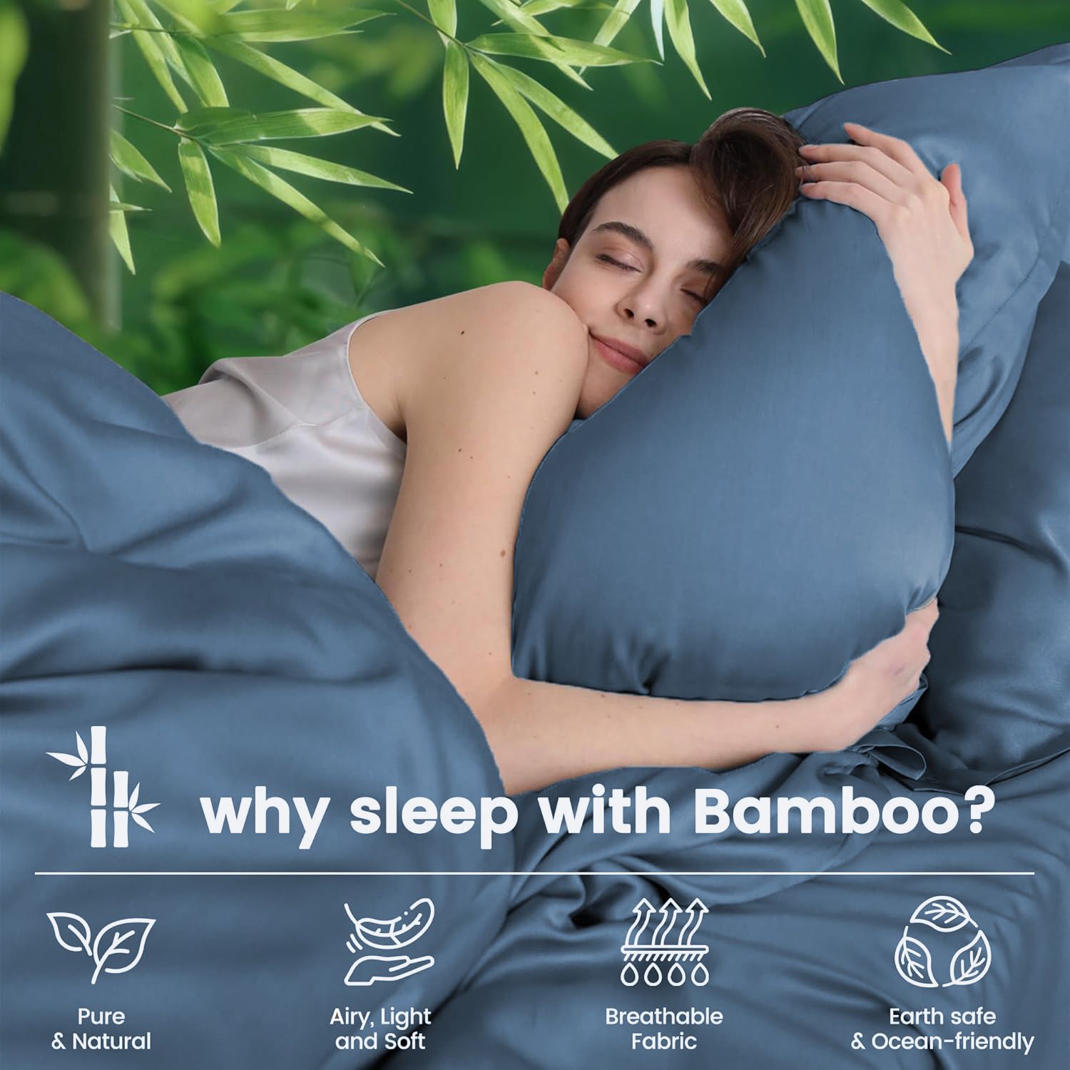 4 Piece Ultra Soft Bamboo Breathable Sheet Set -Hotel 2000TC Breathable Bed Sheets Set with 40 Centimetre Deep Pocket-Breathable Sheets for Hot Sleepers(Navy,Super King)