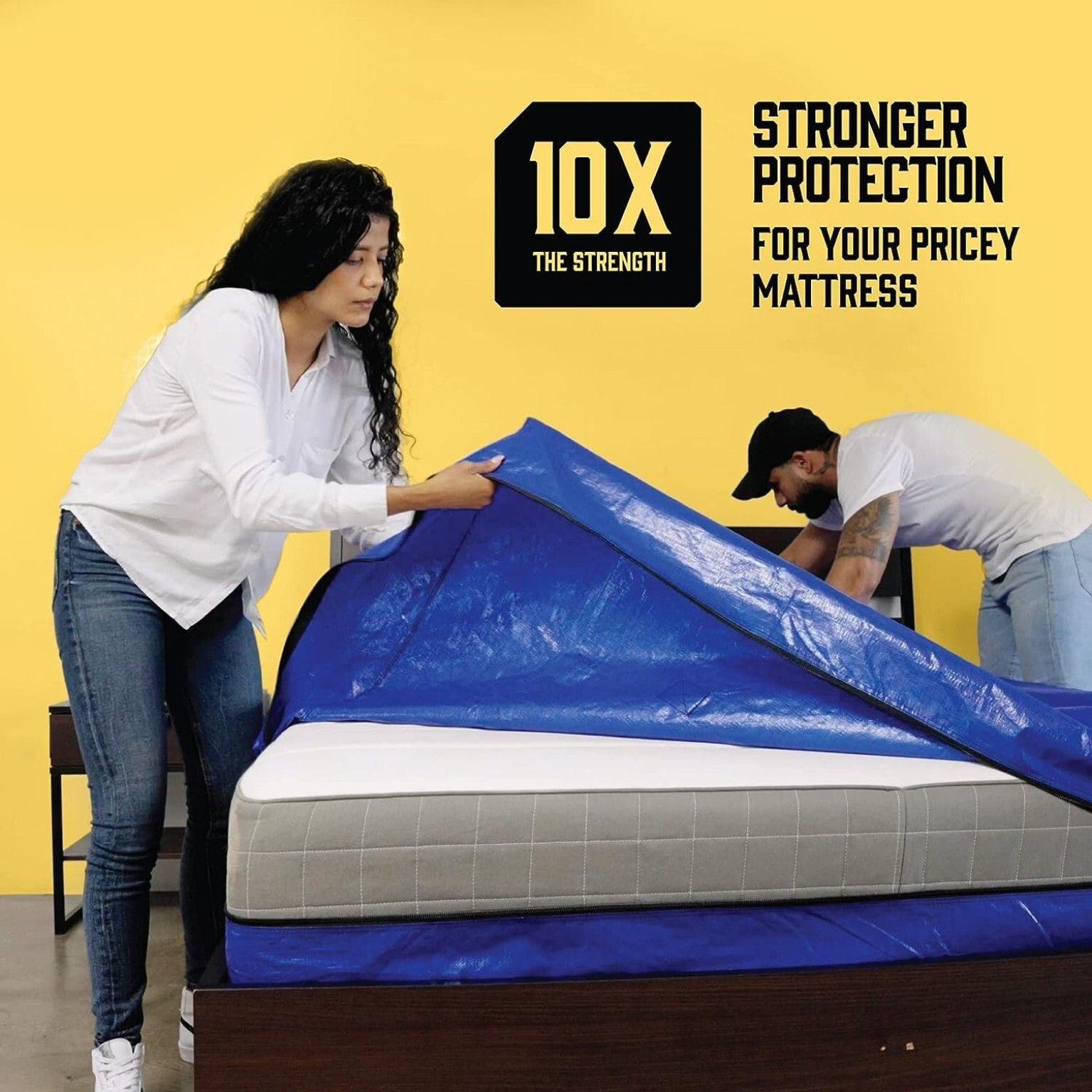 Mattress Bag Mattresses Protector Plastic Moving Storage Dust Cover Carry Bed Waterproof Zipper Packing Reusable Disposal, Extra Thick Heavy Duty, with Handles(Queen）