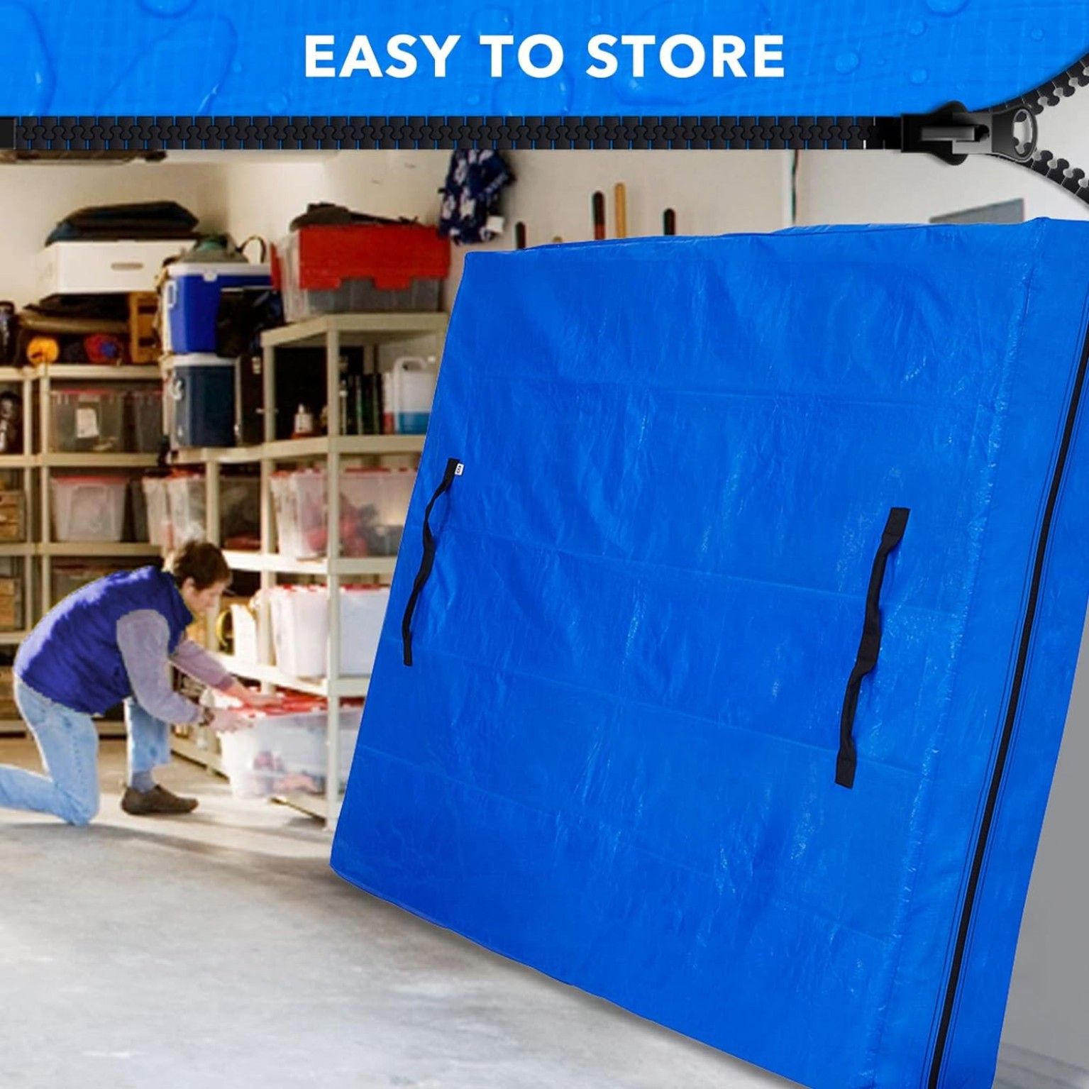 Mattress Bag Mattresses Protector Plastic Moving Storage Dust Cover Carry Bed Waterproof Zipper Packing Reusable Disposal, Extra Thick Heavy Duty, with Handles(Super King)