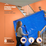 Waterproof Mattress Bag Mattresses Protector Plastic Moving Storage Dust Cover Carry Bed Zipper Packing Reusable Disposal, Extra Thick Heavy Duty, with 8 Handles(King Single)