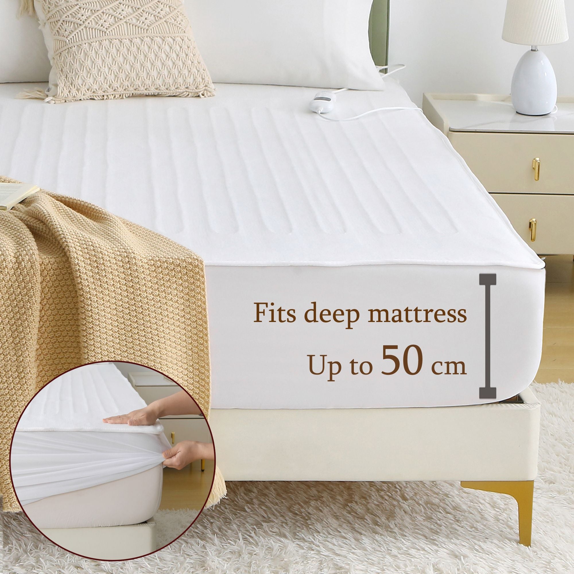 Heated Mattress Pad - Bedding Electric Blanket with 9 Heat Setting & 9-Hour Auto Off, Heated Mattress Pad-Machine Washable Fully Fitted Heating Pad with Overheat Protection , 800GSM Non Woven Fabric-fitted sheet cover((Double)