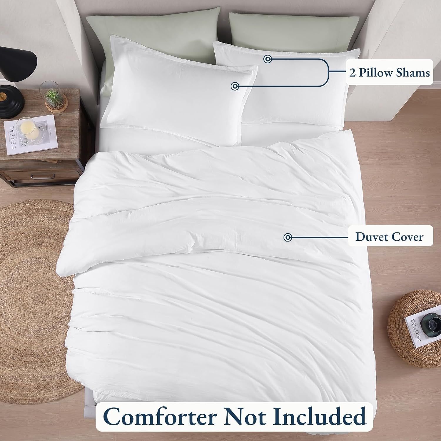 Hotel Soft Microfiber Duvet Cover Set-2000TC Quilt Cover Set & Pillowcases -1 Donna Cover Zipper Closure & 1 x Pillowcases-Breathable Bedding - Wrinkle, Fade, Stain Resistant(White,Double)