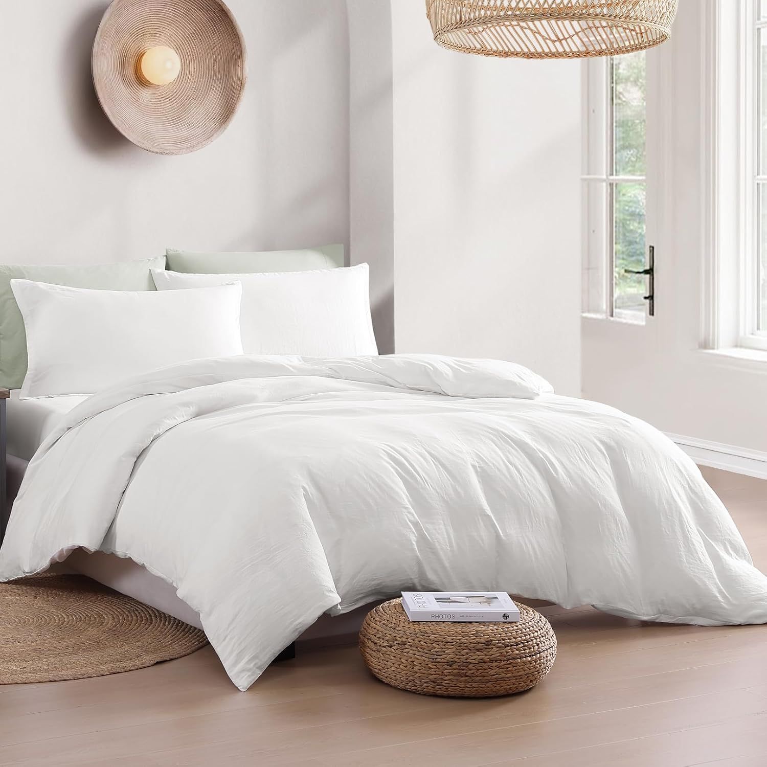 Hotel Soft Microfiber Duvet Cover Set-2000TC Quilt Cover Set & Pillowcases -1 Donna Cover Zipper Closure & 1 x Pillowcases-Breathable Bedding - Wrinkle, Fade, Stain Resistant(White,Double)