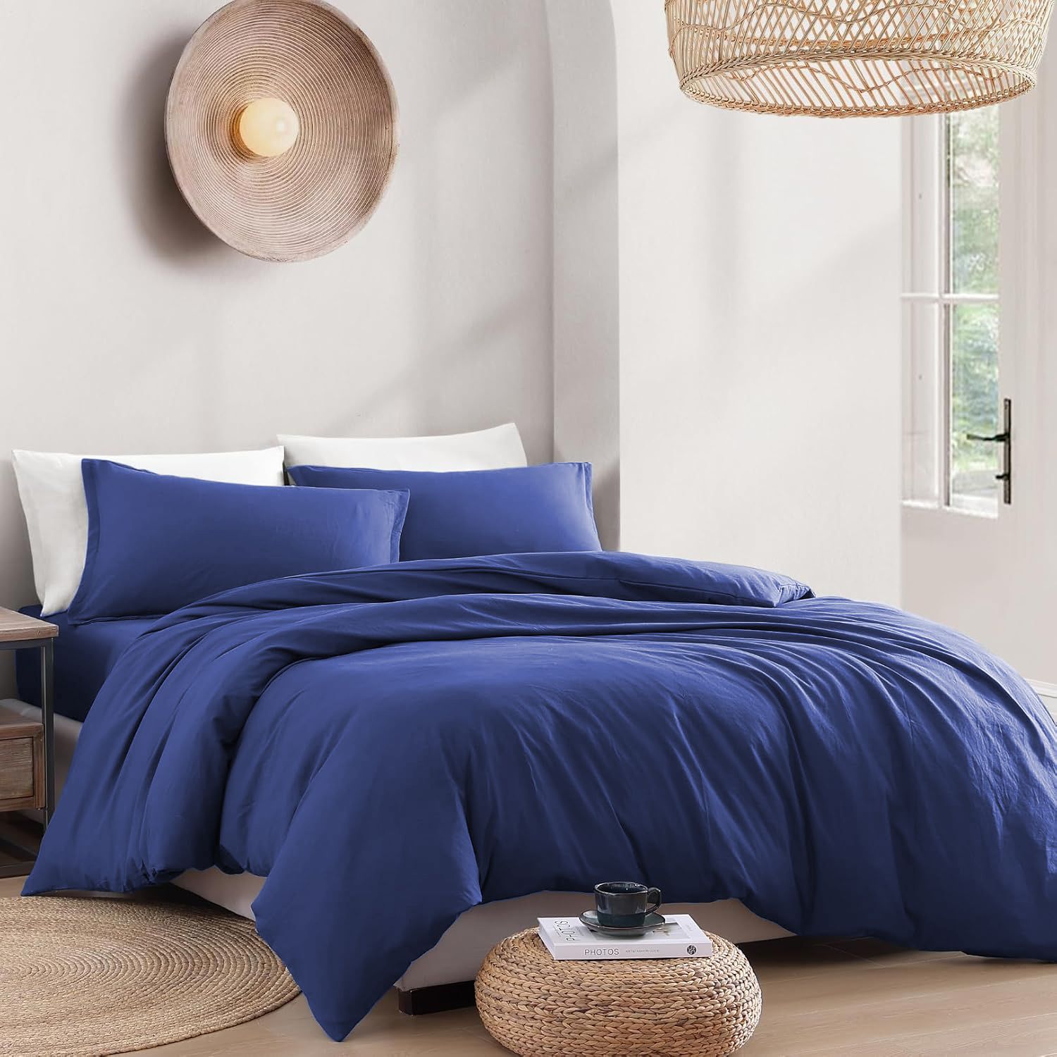 Hotel Soft Microfiber Duvet Cover Set-2000TC Quilt Cover Set & Pillowcases -1 Donna Cover Zipper Closure & 1 x Pillowcases-Breathable Bedding - Wrinkle, Fade, Stain Resistant(Royal blue,Double)