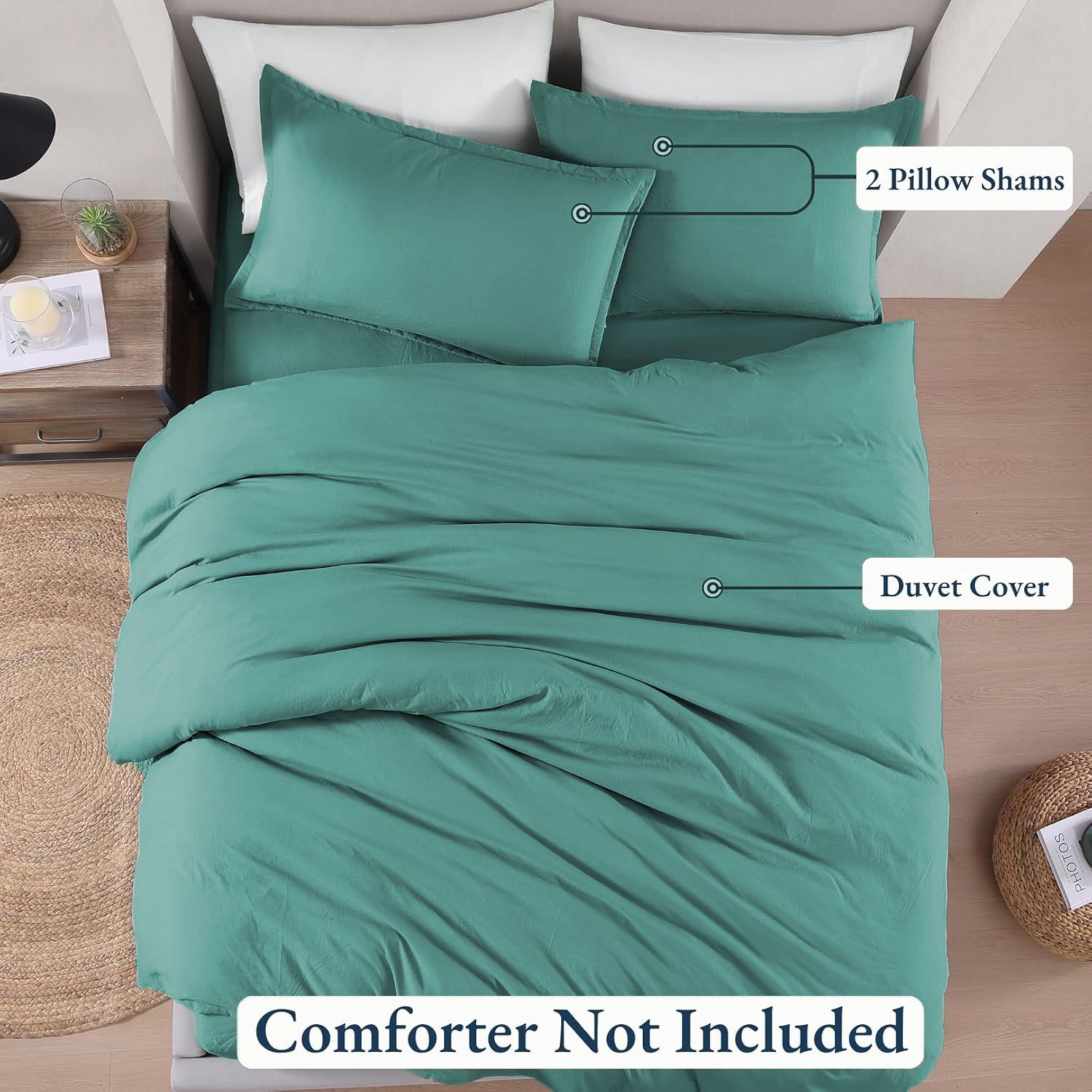 Hotel Soft Microfiber Duvet Cover Set-2000TC Quilt Cover Set & Pillowcases -1 Donna Cover Zipper Closure & 1 x Pillowcases-Breathable Bedding - Wrinkle, Fade, Stain Resistant(Biscay blue,Double)