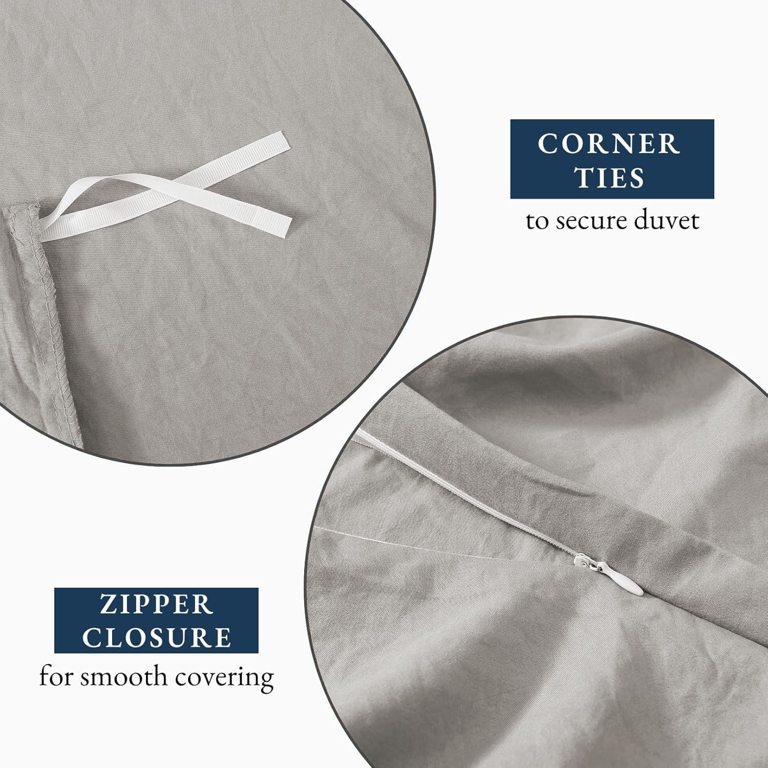 Hotel Soft Microfiber Duvet Cover Set-2000TC Quilt Cover Set & Pillowcases -1 Donna Cover Zipper Closure & 1 x Pillowcases-Breathable Bedding - Wrinkle, Fade, Stain Resistant(Silver-gray,Double)