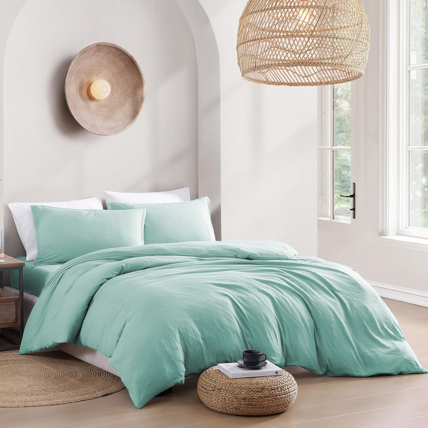 Hotel Soft Microfiber Duvet Cover Set-2000TC Quilt Cover Set & Pillowcases -1 Donna Cover Zipper Closure & 1 x Pillowcases-Breathable Bedding - Wrinkle, Fade, Stain Resistant(Ice Blue,King)