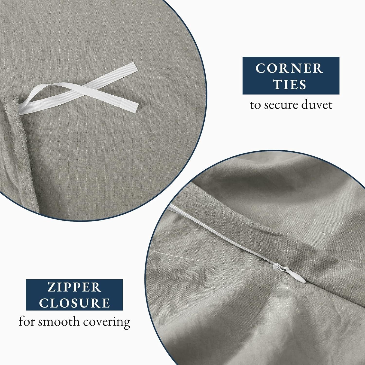 Hotel Soft Microfiber Duvet Cover Set-2000TC Quilt Cover Set & Pillowcases -1 Donna Cover Zipper Closure & 1 x Pillowcases-Breathable Bedding - Wrinkle, Fade, Stain Resistant(Grey,King)