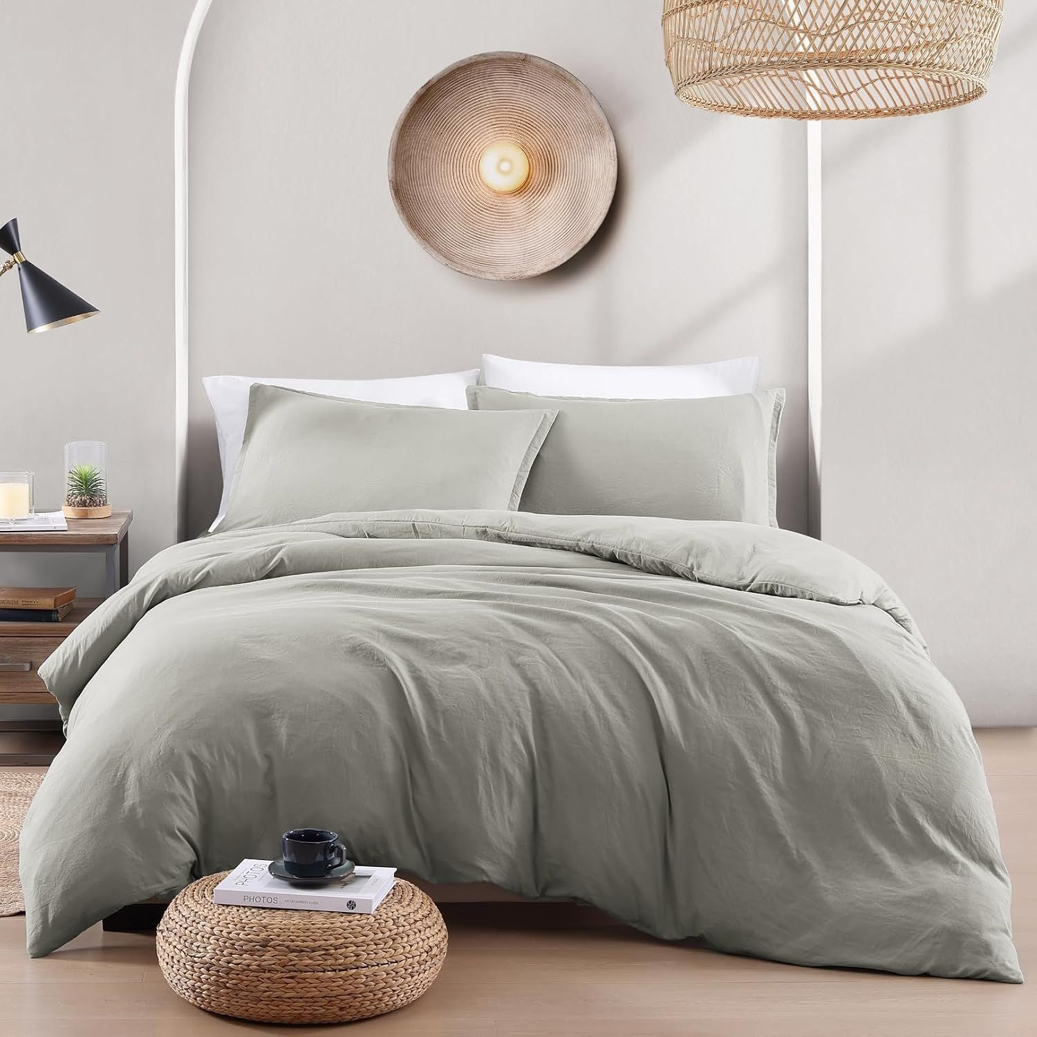 Hotel Soft Microfiber Duvet Cover Set-2000TC Quilt Cover Set & Pillowcases -1 Donna Cover Zipper Closure & 1 x Pillowcases-Breathable Bedding - Wrinkle, Fade, Stain Resistant(Grey,King)