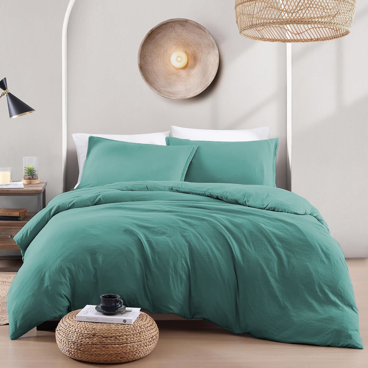 Hotel Soft Microfiber Duvet Cover Set-2000TC Quilt Cover Set & Pillowcases -1 Donna Cover Zipper Closure & 1 x Pillowcases-Breathable Bedding - Wrinkle, Fade, Stain Resistant(Biscay blue,King)