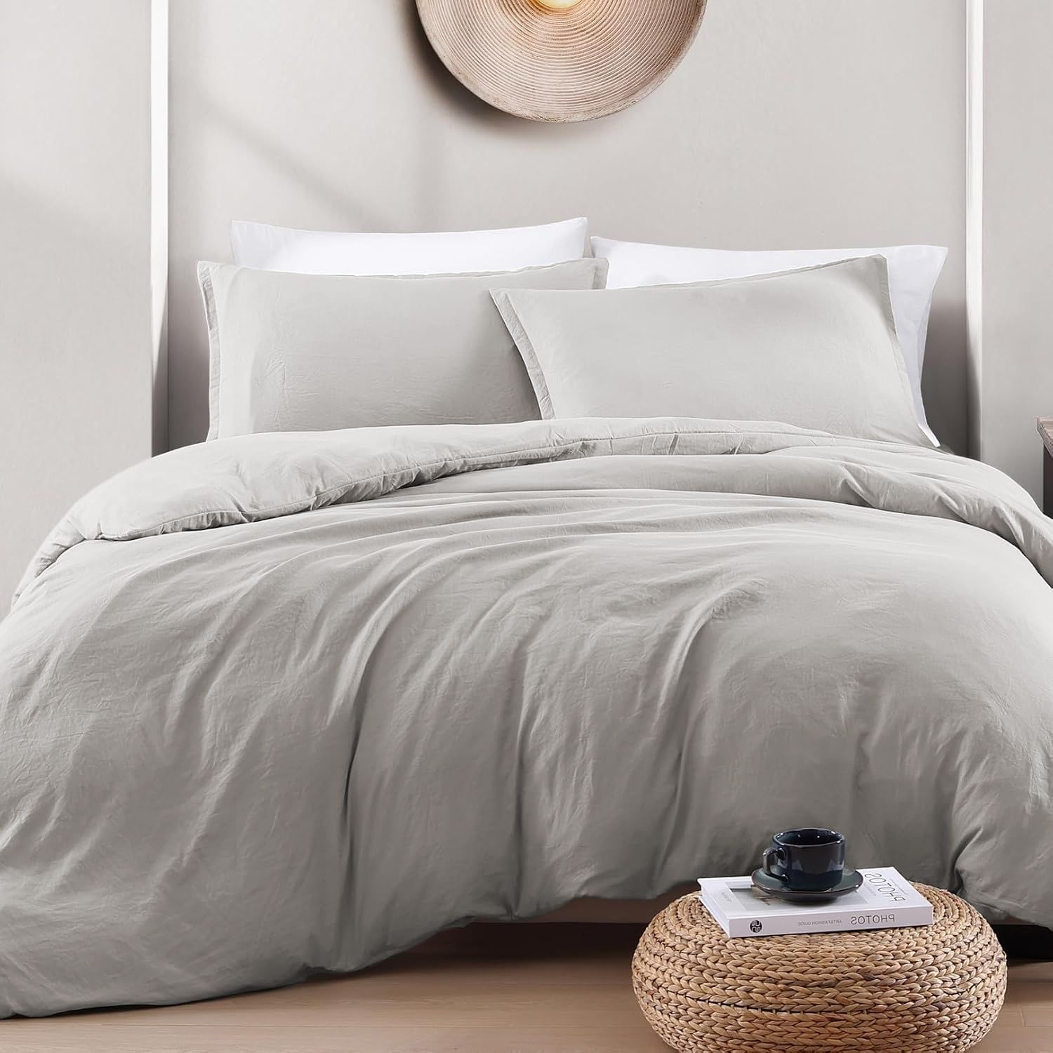Hotel Soft Microfiber Duvet Cover Set-2000TC Quilt Cover Set & Pillowcases -1 Donna Cover Zipper Closure & 1 x Pillowcases-Breathable Bedding - Wrinkle, Fade, Stain Resistant(Silver-gray,King)