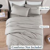 Hotel Soft Microfiber Duvet Cover Set-2000TC Quilt Cover Set & Pillowcases -1 Donna Cover Zipper Closure & 1 x Pillowcases-Breathable Bedding - Wrinkle, Fade, Stain Resistant(Silver-gray,King)