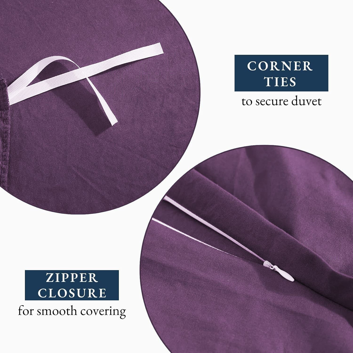 Hotel Soft Microfiber Duvet Cover Set-2000TC Quilt Cover Set & Pillowcases -1 Donna Cover Zipper Closure & 1 x Pillowcases-Breathable Bedding - Wrinkle, Fade, Stain Resistant(Purple,King)