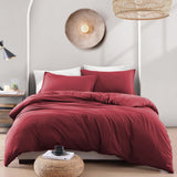 Hotel Soft Microfiber Duvet Cover Set-2000TC Quilt Cover Set & Pillowcases -1 Donna Cover Zipper Closure & 1 x Pillowcases-Breathable Bedding - Wrinkle, Fade, Stain Resistant(Red,King Single)