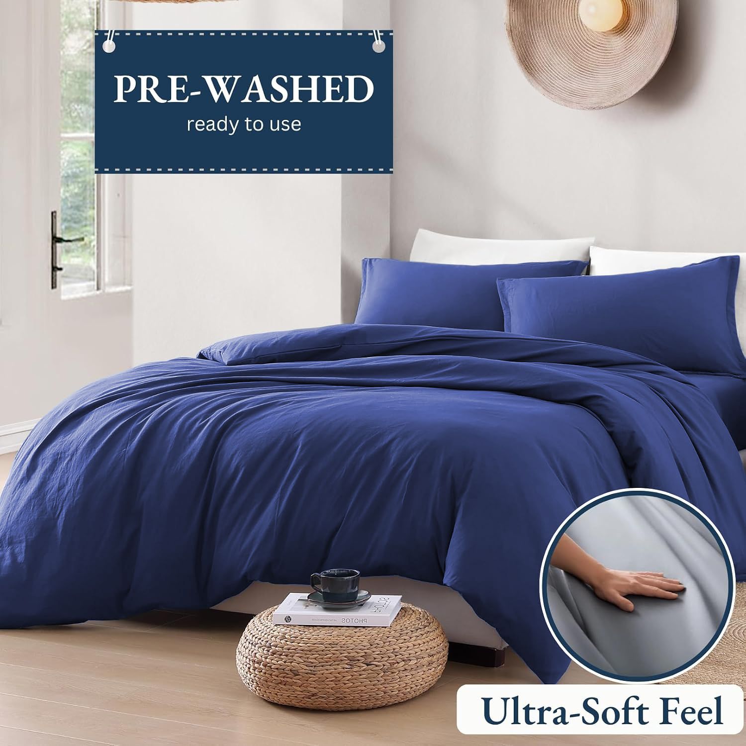 Hotel Soft Microfiber Duvet Cover Set-2000TC Quilt Cover Set & Pillowcases -1 Donna Cover Zipper Closure & 1 x Pillowcases-Breathable Bedding - Wrinkle, Fade, Stain Resistant(Royal blue,King Single)