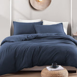 Hotel Soft Microfiber Duvet Cover Set-2000TC Quilt Cover Set & Pillowcases -1 Donna Cover Zipper Closure & 1 x Pillowcases-Breathable Bedding - Wrinkle, Fade, Stain Resistant(Navy,King Single)