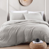 Hotel Soft Microfiber Duvet Cover Set-2000TC Quilt Cover Set & Pillowcases -1 Donna Cover Zipper Closure & 1 x Pillowcases-Breathable Bedding - Wrinkle, Fade, Stain Resistant(Silver-gray,King Single)