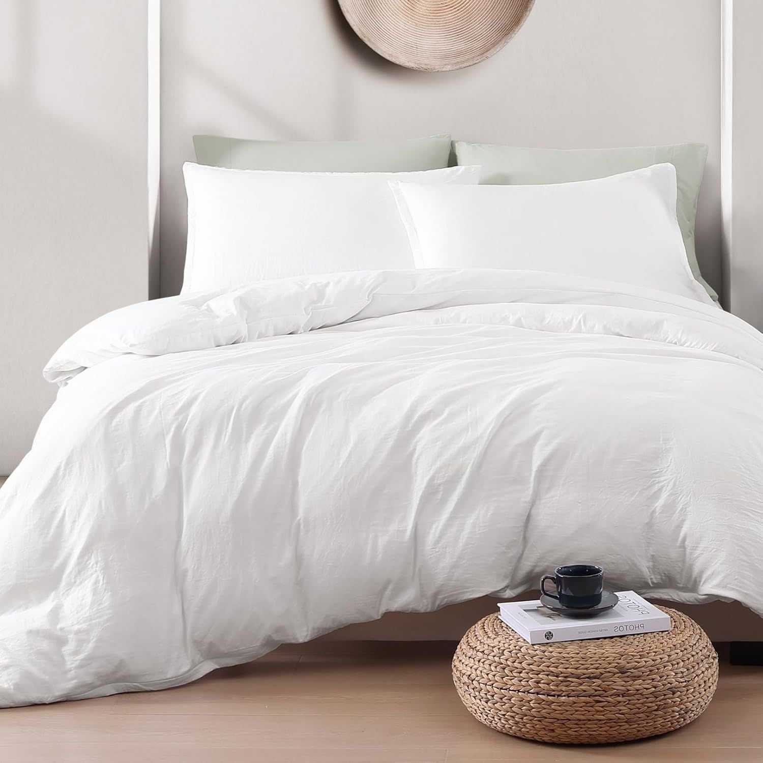 Hotel Soft Microfiber Duvet Cover Set-2000TC Quilt Cover Set & Pillowcases -1 Donna Cover Zipper Closure & 1 x Pillowcases-Breathable Bedding - Wrinkle, Fade, Stain Resistant(White,Queen)