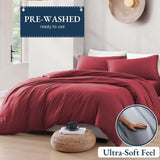 Hotel Soft Microfiber Duvet Cover Set-2000TC Quilt Cover Set & Pillowcases -1 Donna Cover Zipper Closure & 1 x Pillowcases-Breathable Bedding - Wrinkle, Fade, Stain Resistant(Red,Queen)