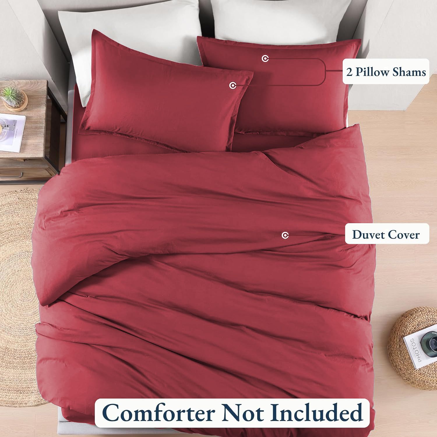 Hotel Soft Microfiber Duvet Cover Set-2000TC Quilt Cover Set & Pillowcases -1 Donna Cover Zipper Closure & 1 x Pillowcases-Breathable Bedding - Wrinkle, Fade, Stain Resistant(Red,Queen)