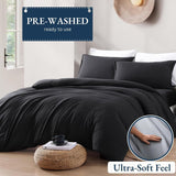 Hotel Soft Microfiber Duvet Cover Set-2000TC Quilt Cover Set & Pillowcases -1 Donna Cover Zipper Closure & 1 x Pillowcases-Breathable Bedding - Wrinkle, Fade, Stain Resistant(Black,Queen)