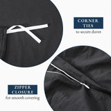 Hotel Soft Microfiber Duvet Cover Set-2000TC Quilt Cover Set & Pillowcases -1 Donna Cover Zipper Closure & 1 x Pillowcases-Breathable Bedding - Wrinkle, Fade, Stain Resistant(Black,Queen)
