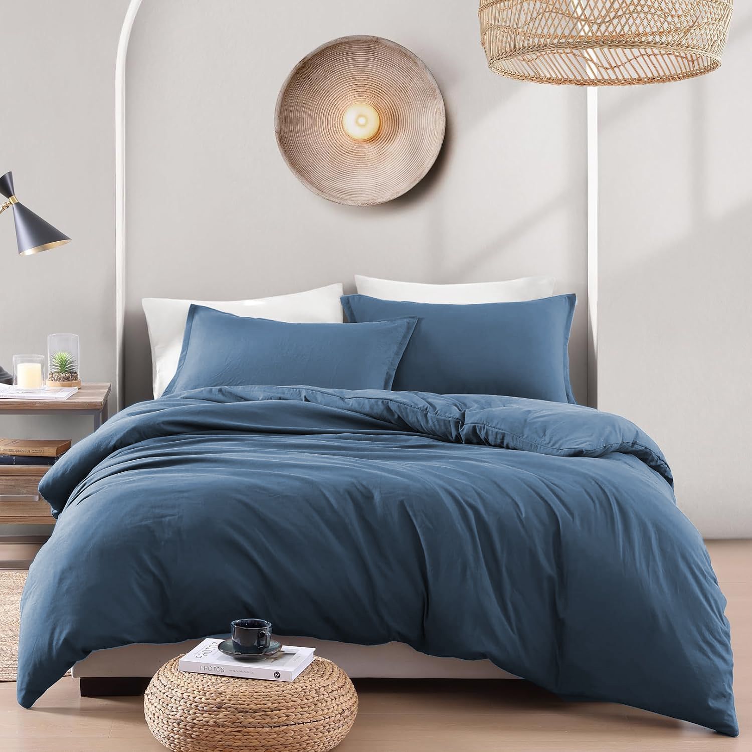 Hotel Soft Microfiber Duvet Cover Set-2000TC Quilt Cover Set & Pillowcases -1 Donna Cover Zipper Closure & 1 x Pillowcases-Breathable Bedding - Wrinkle, Fade, Stain Resistant(Ocean,Queen)