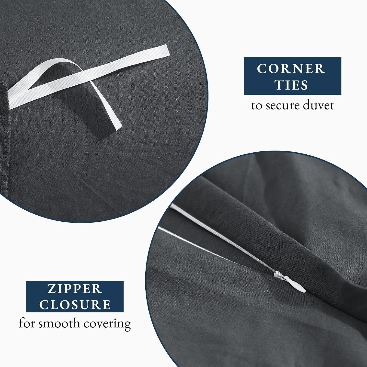 Hotel Soft Microfiber Duvet Cover Set-2000TC Quilt Cover Set & Pillowcases -1 Donna Cover Zipper Closure & 1 x Pillowcases-Breathable Bedding - Wrinkle, Fade, Stain Resistant(Dark gray,Queen)