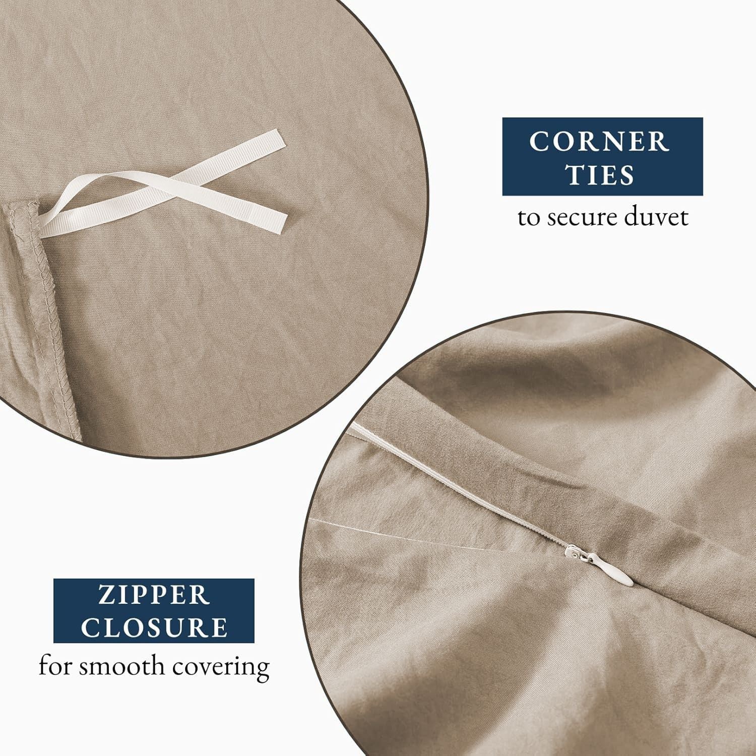 Hotel Soft Microfiber Duvet Cover Set-2000TC Quilt Cover Set & Pillowcases -1 Donna Cover Zipper Closure & 1 x Pillowcases-Breathable Bedding - Wrinkle, Fade, Stain Resistant(Camel Beige,Queen)