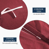 Hotel Soft Microfiber Duvet Cover Set-2000TC Quilt Cover Set & Pillowcases -1 Donna Cover Zipper Closure & 1 x Pillowcases-Breathable Bedding - Wrinkle, Fade, Stain Resistant(Red,Single)