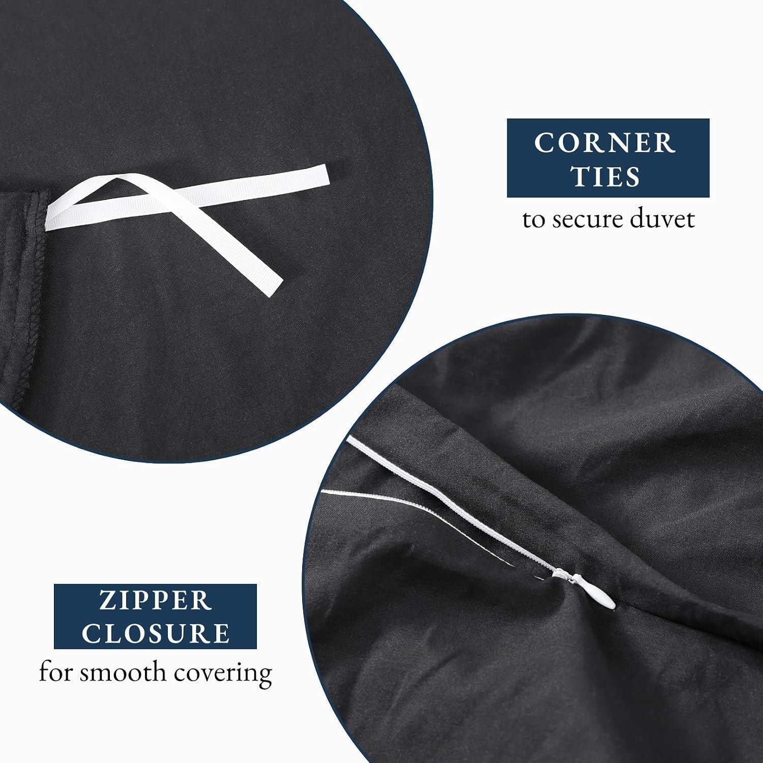 Hotel Soft Microfiber Duvet Cover Set-2000TC Quilt Cover Set & Pillowcases -1 Donna Cover Zipper Closure & 1 x Pillowcases-Breathable Bedding - Wrinkle, Fade, Stain Resistant(Black,Single)