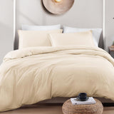 Hotel Soft Microfiber Duvet Cover Set-2000TC Quilt Cover Set & Pillowcases -1 Donna Cover Zipper Closure & 1 x Pillowcases-Breathable Bedding - Wrinkle, Fade, Stain Resistant(Cream White,Single)