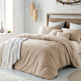 Hotel Soft Microfiber Duvet Cover Set-2000TC Quilt Cover Set & Pillowcases -1 Donna Cover Zipper Closure & 1 x Pillowcases-Breathable Bedding - Wrinkle, Fade, Stain Resistant(Camel Beige,Single)