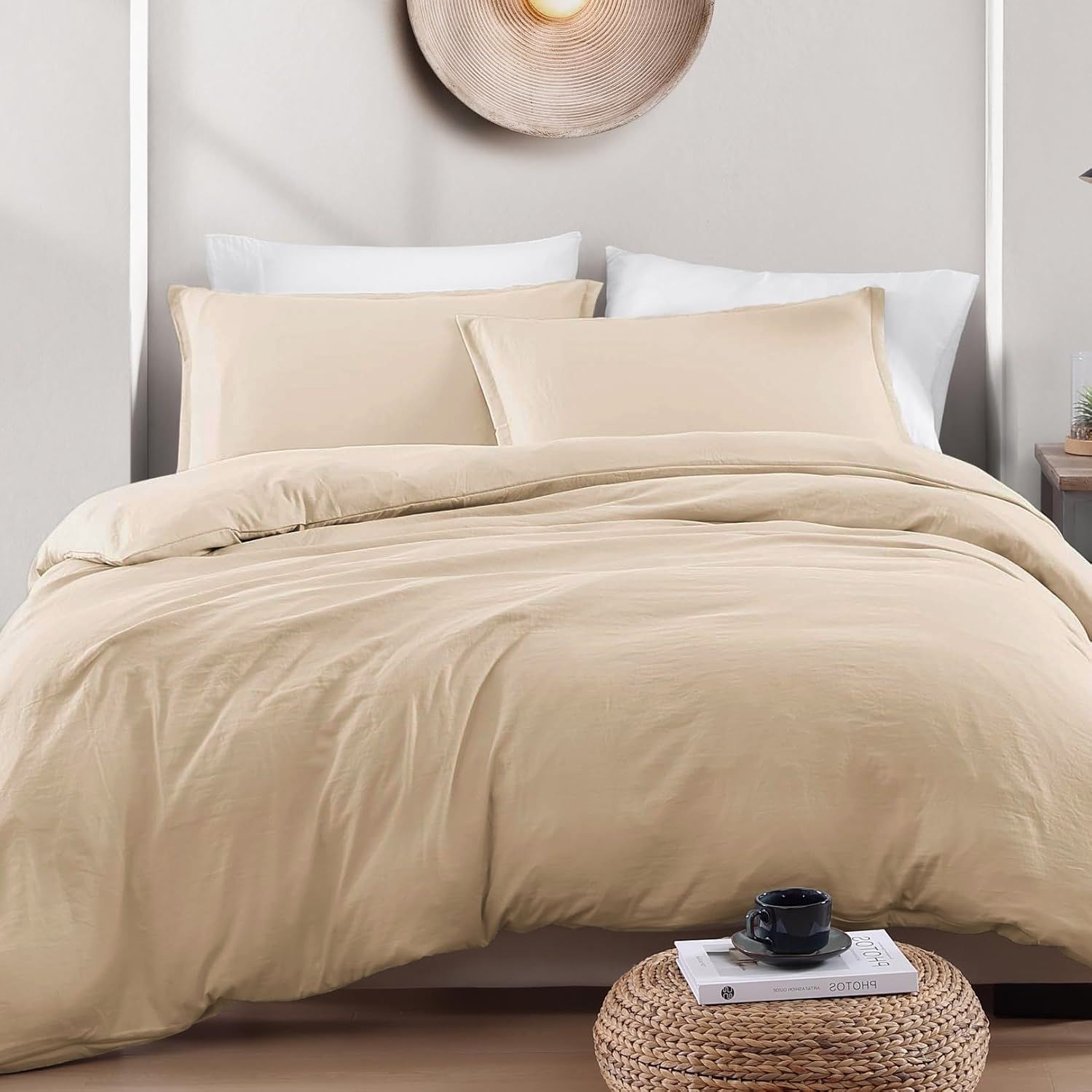Hotel Soft Microfiber Duvet Cover Set-2000TC Quilt Cover Set & Pillowcases -1 Donna Cover Zipper Closure & 1 x Pillowcases-Breathable Bedding - Wrinkle, Fade, Stain Resistant(Camel Beige,Single)
